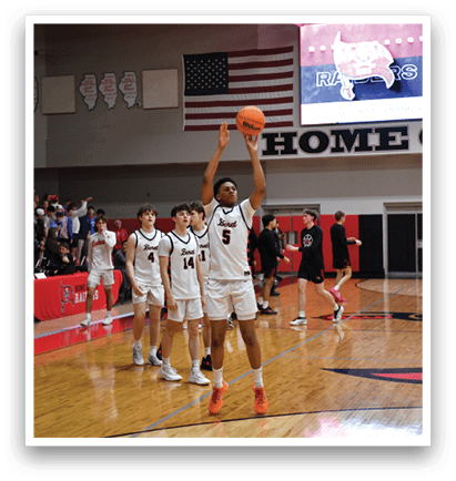 A basketball player is jumping up to shoot the ball. AI generated content