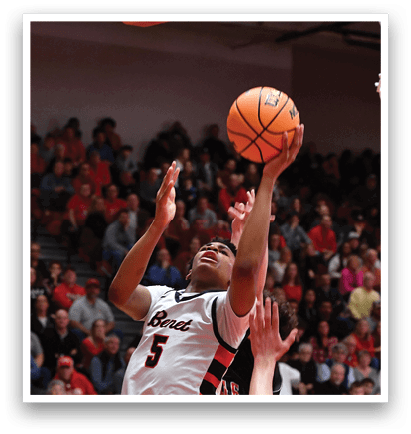 Two basketball players are fighting for the ball. AI generated content