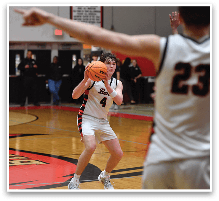 A basketball player is running with a ball in his hand, while another player is trying to block him. AI generated content