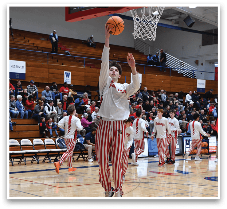 A basketball player is jumping in the air to dunk the ball. AI generated content