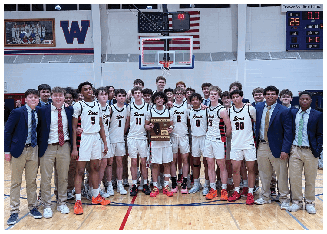 A group of young men pose for a photo on a basketball court. AI generated content