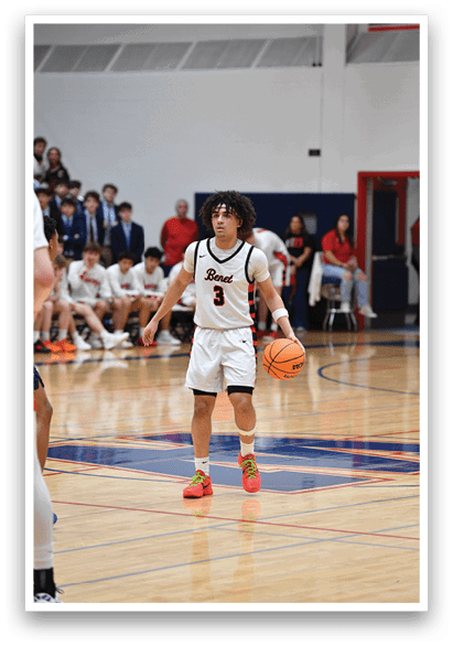 A basketball player wearing a white uniform and red shoes is holding a basketball. AI generated content