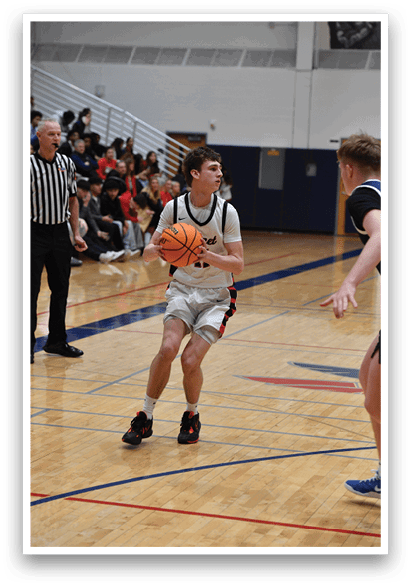A basketball player is running with a basketball in his hand. AI generated content