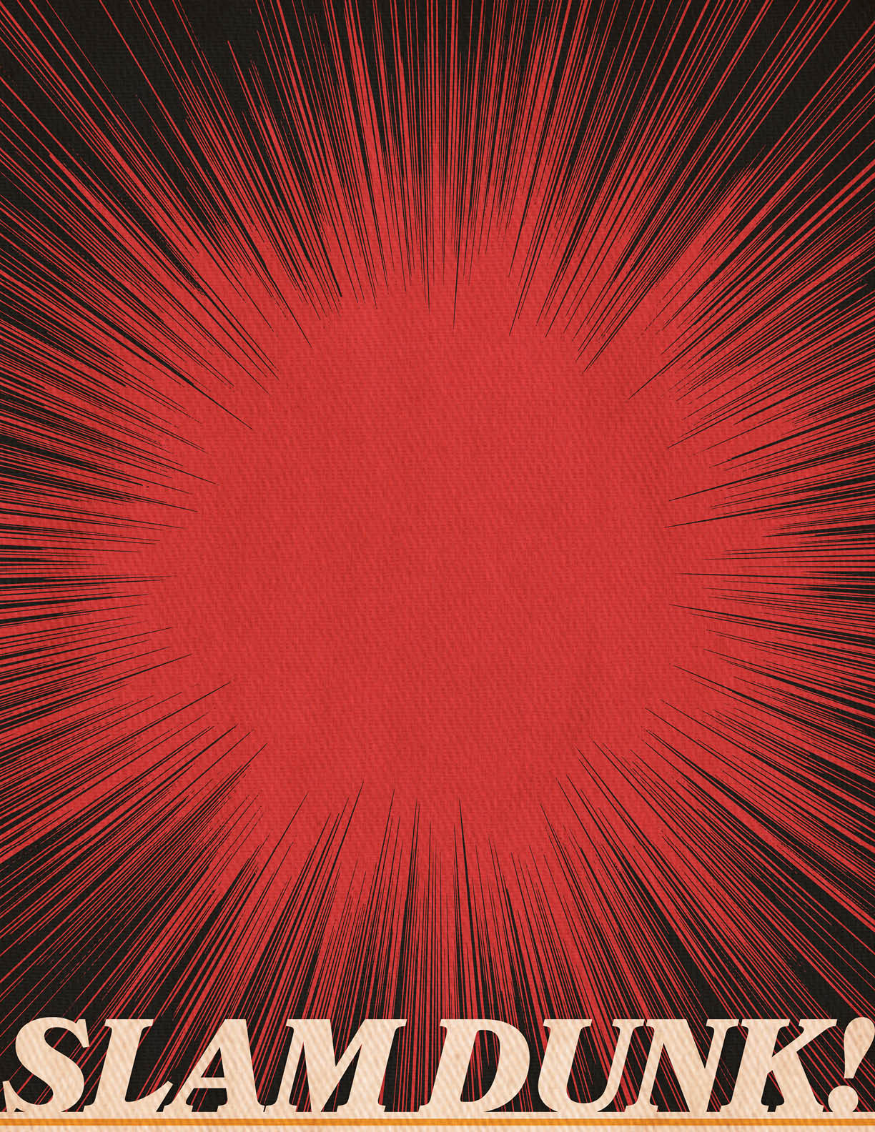 A red circle with a white outline and the words “Slam Dunk!" written in white. AI generated content