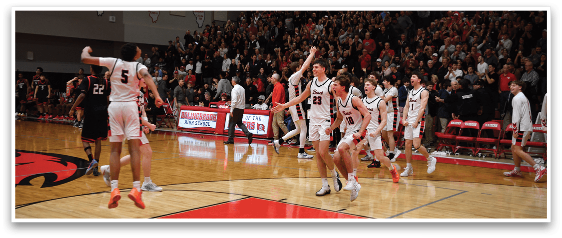 A group of men are playing basketball in a gym. AI generated content