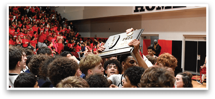 A group of people celebrating a victory in a basketball game. AI generated content