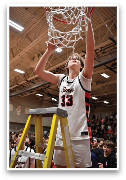 A woman wearing a basketball jersey with the number 35 on it is reaching up to grab a basketball. AI generated content