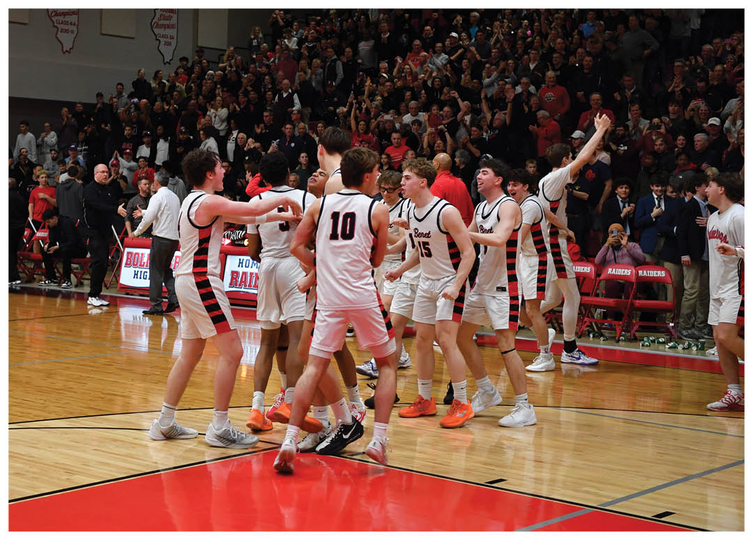 A group of men celebrating a victory on a basketball court. AI generated content