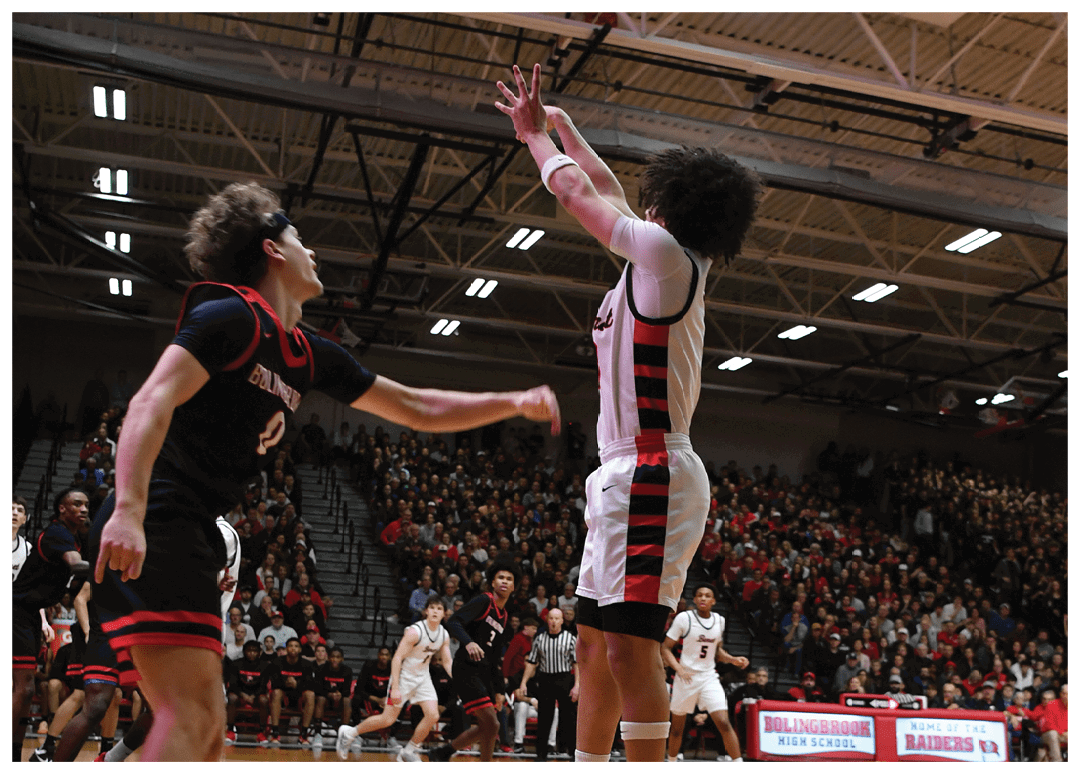 Two basketball players are fighting for the ball in a game. AI generated content