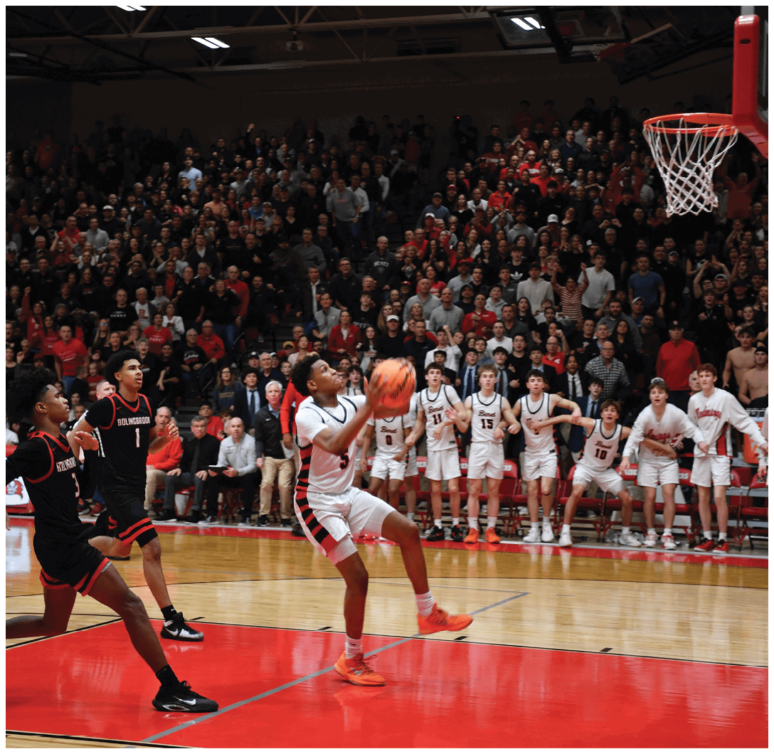 A basketball player shoots a free throw in front of a crowd. AI generated content