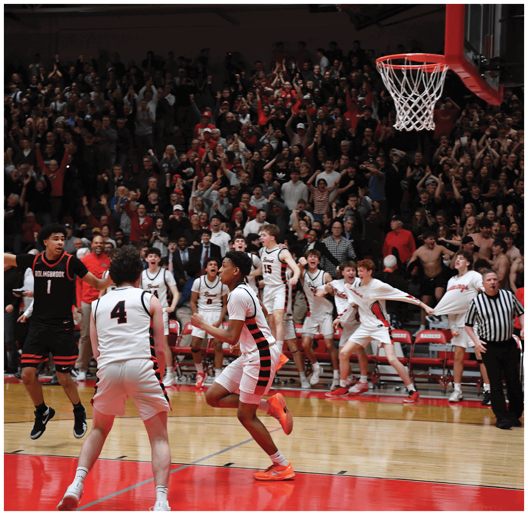 A group of young men playing basketball in a gym. AI generated content