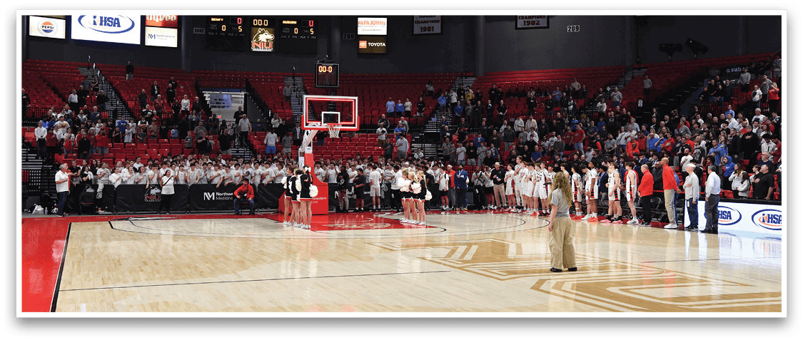 A basketball game is taking place in a crowded stadium. AI generated content