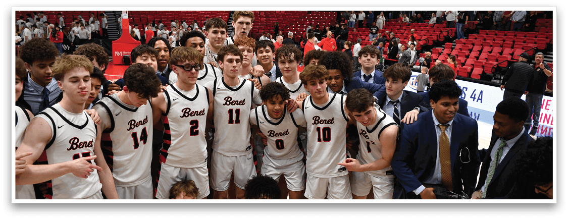 A group of young men are posing for a photo on a basketball court. AI generated content