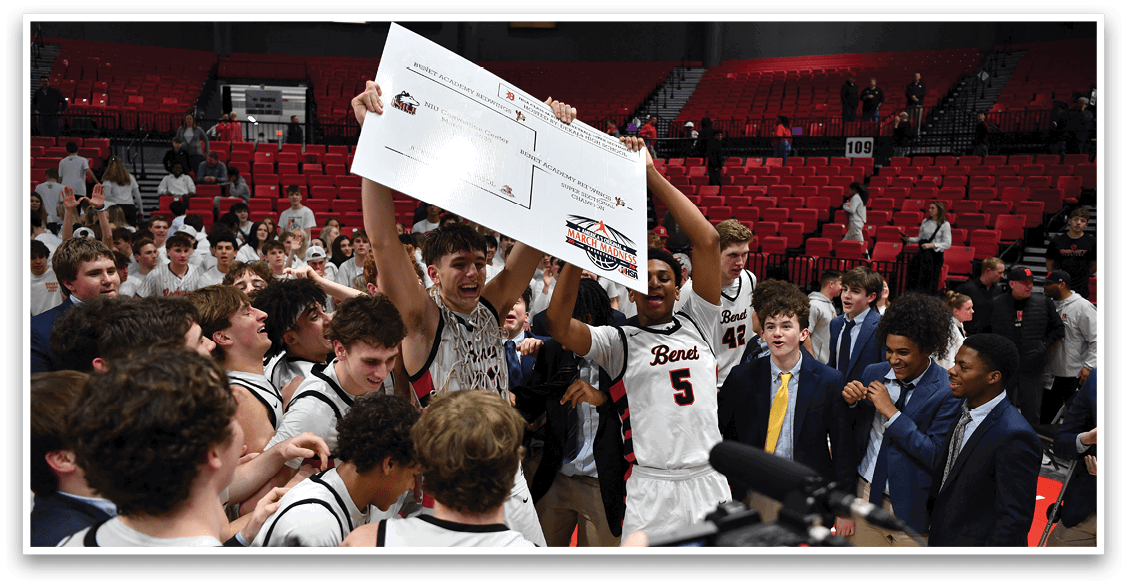 A group of people celebrating a victory on a basketball court. AI generated content