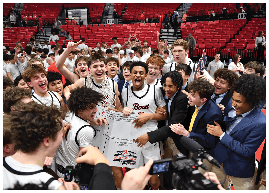 A group of people celebrating a victory, with one man holding a trophy. AI generated content