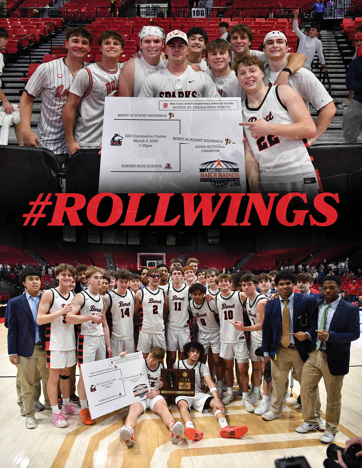 A group of young men are posing with a trophy on a basketball court. AI generated content