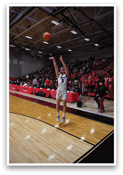 A woman is playing basketball, reaching up to grab the ball. AI generated content