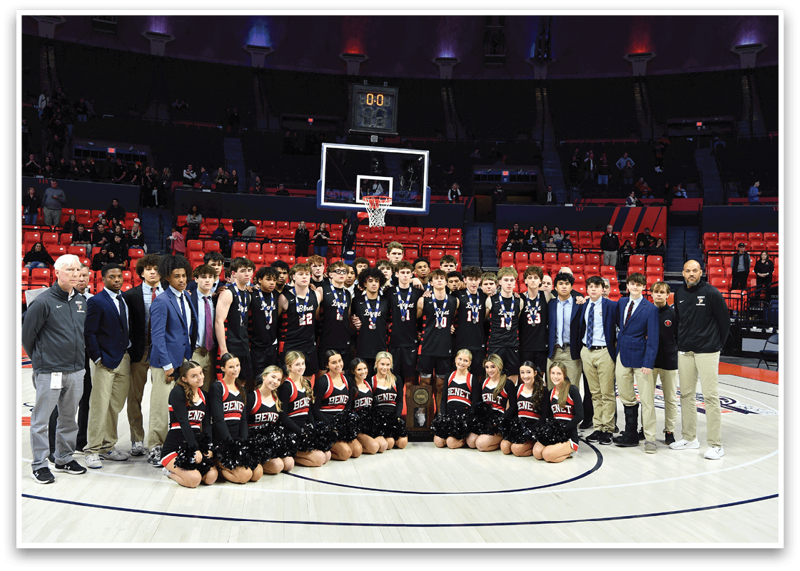 A group of young people pose for a photo on a basketball court. AI generated content
