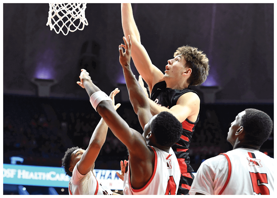 A group of basketball players are trying to get the ball. AI generated content