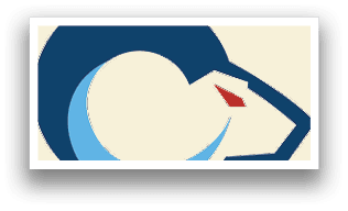 A blue and white circle with a red dot in the middle. AI generated content