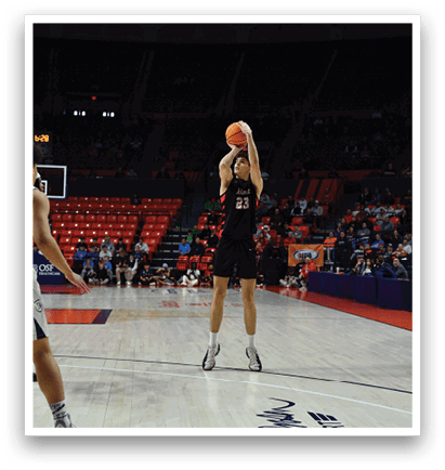 A basketball player shoots a free throw during a game. AI generated content