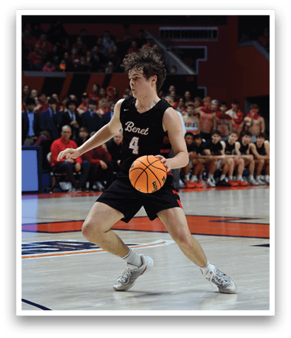 A basketball player is dribbling the ball on the court while a crowd watches. AI generated content