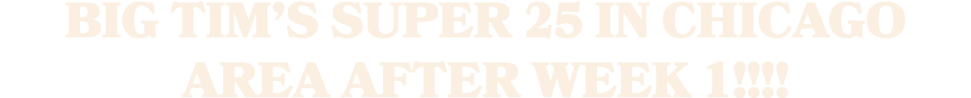 Big Tim’s Super 25 in Chicago Area after Week 1!!!!