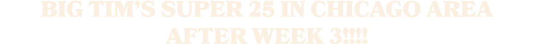 Big Tim’s Super 25 in Chicago Area after Week 3!!!!
