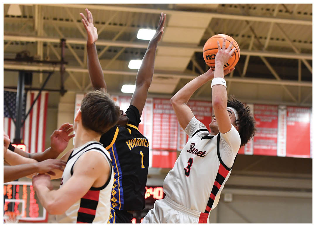 A basketball player leaps in the air to grab the ball. AI generated content