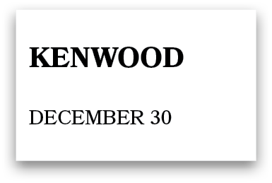 kenwood december 30