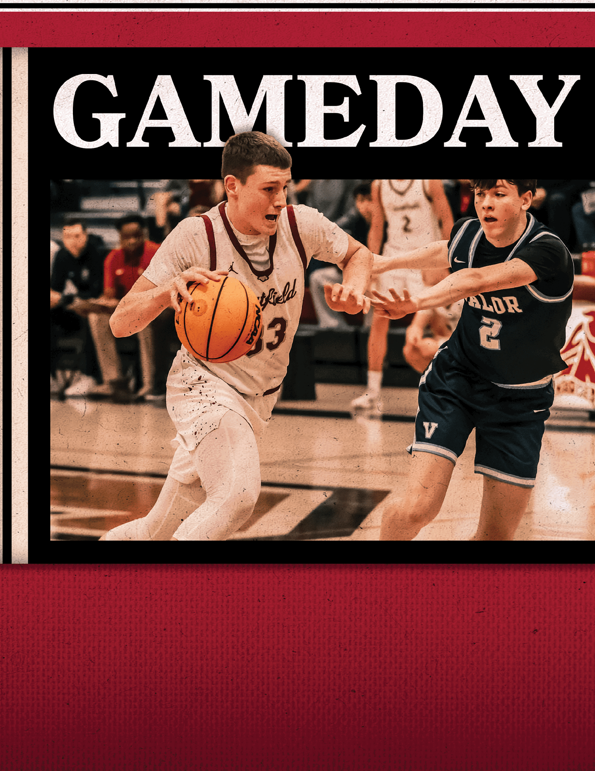 Two basketball players are on the court, one holding a basketball and the other trying to block him. AI generated content