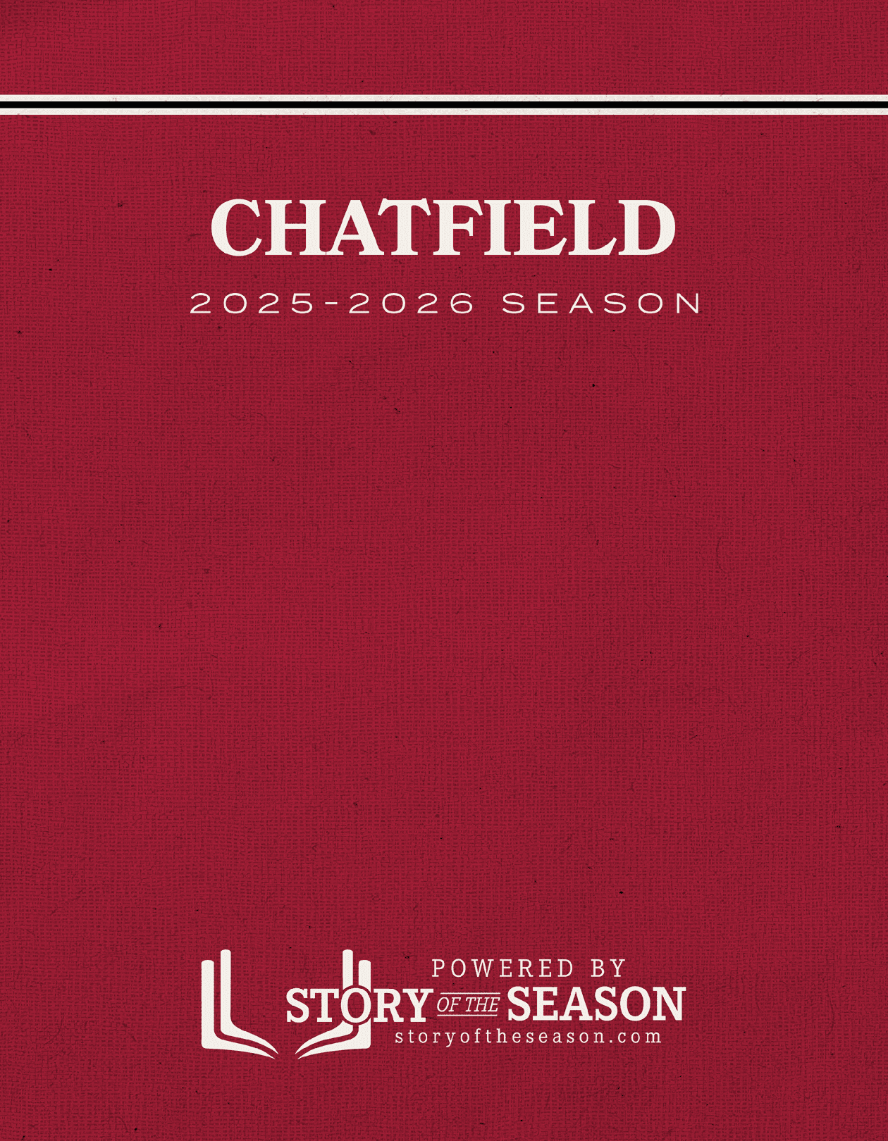 A red cover with white lettering that says “Chattfield". AI generated content