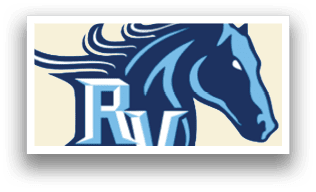 A blue and white horse head logo with the letters RV. AI generated content