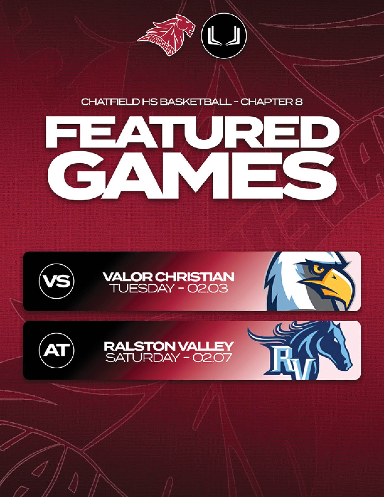 A red and black poster advertising a basketball game between Riverside and Valor Christian. AI generated content