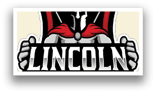 A logo for Lincoln High School features a warrior figure, possibly a Roman soldier, with a shield and a sword. The shield is red and white, and the sword is red. The warrior figure is giving a thumbs up, symbolizing approval or support. AI generated content
