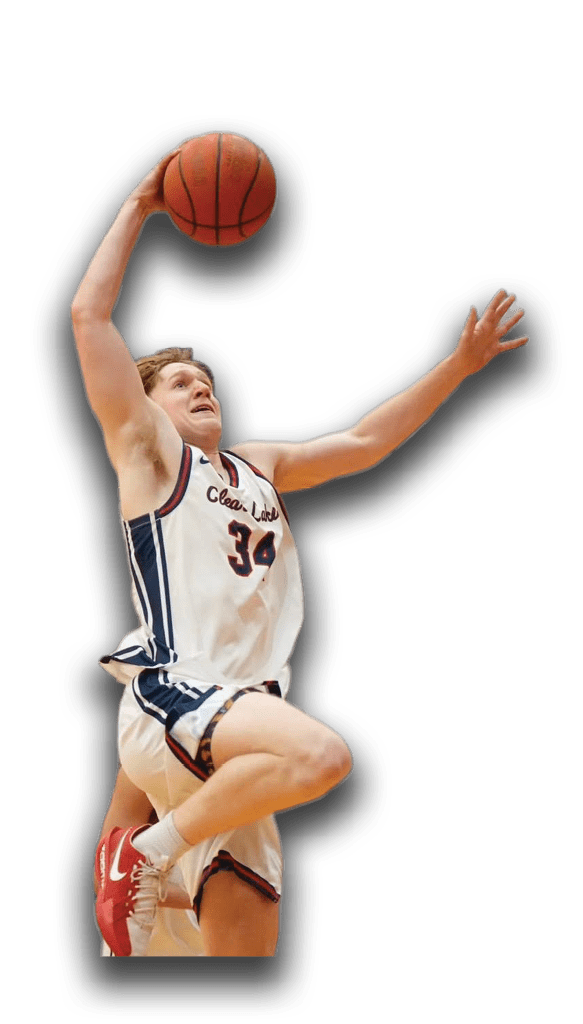 A basketball player leaps in the air to catch the ball. AI generated content