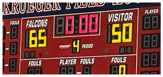 A scoreboard at a sports event shows the score of 65 to 50. AI generated content