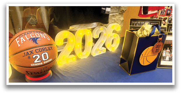 A basketball hoop with a basketball on it and a sign that says 2026. AI generated content