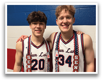 Two men wearing basketball jerseys and ties pose for a picture. AI generated content