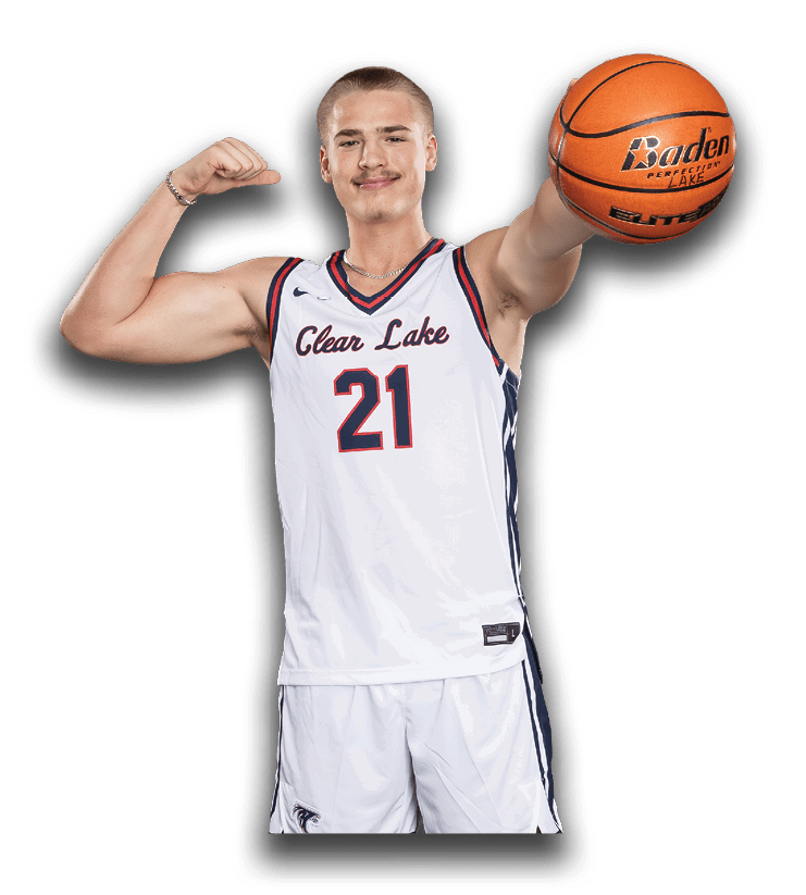 A man wearing a basketball jersey with the number 21 holds a basketball. AI generated content