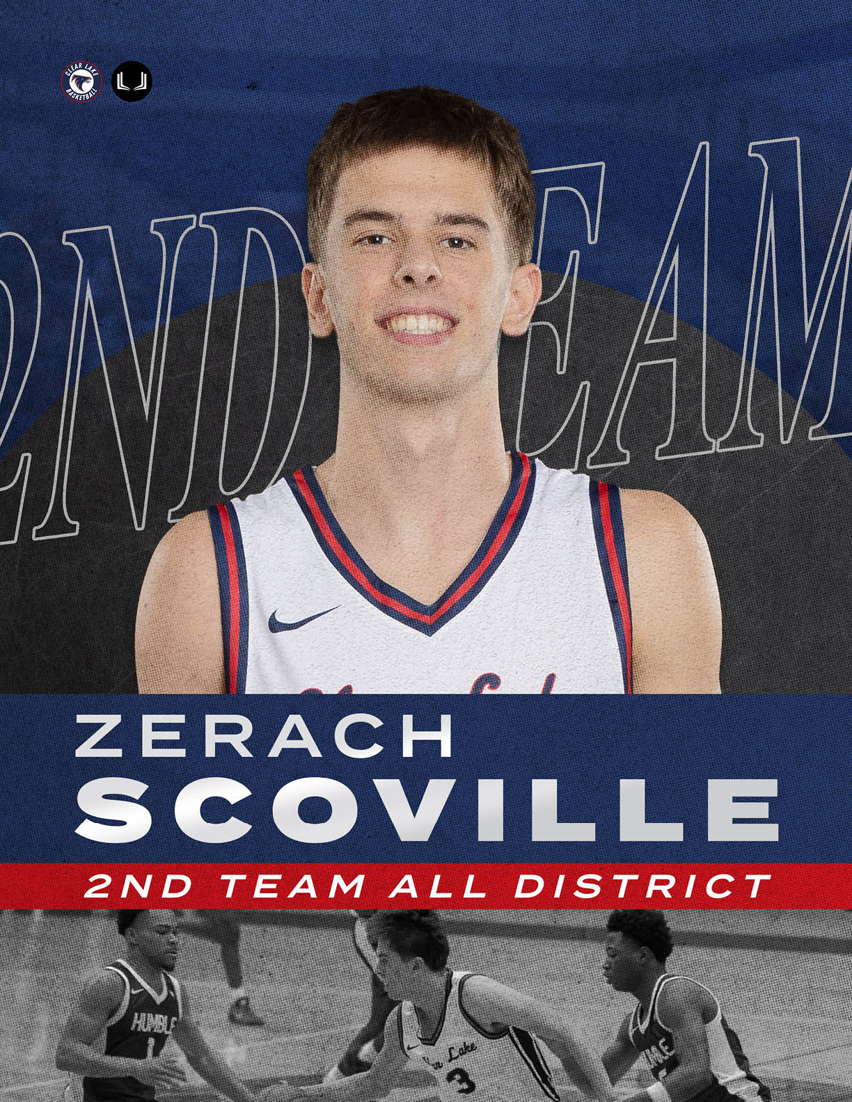 A man wearing a basketball jersey with the name Zerach Scoville on the back. AI generated content
