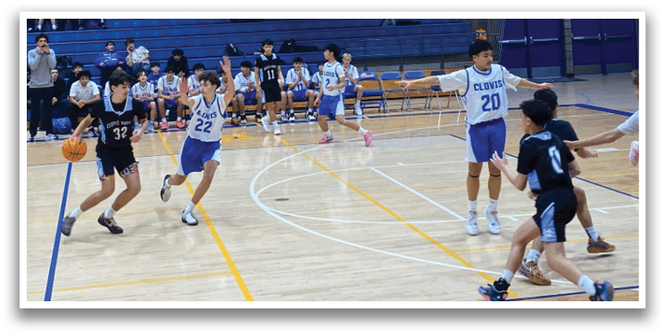 A group of people playing basketball in a gym. AI generated content