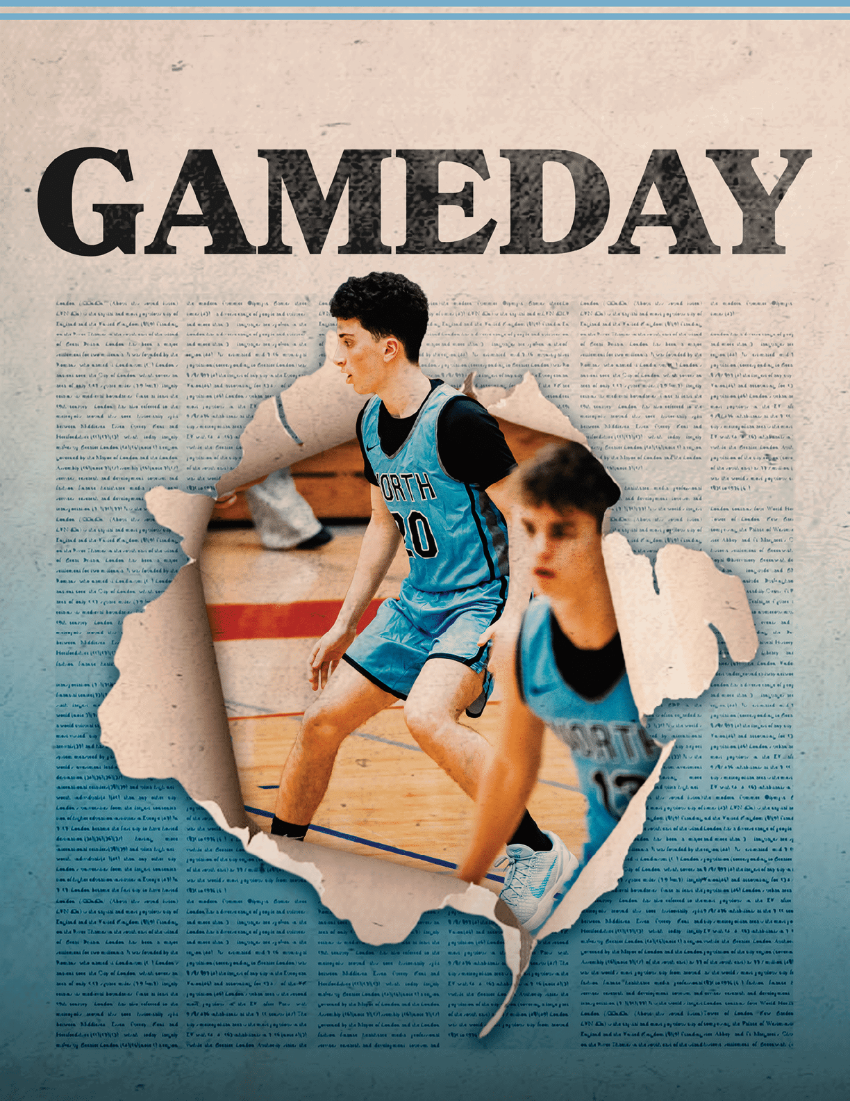 Two boys playing basketball on a court. AI generated content