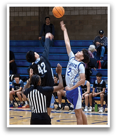 A group of people playing basketball, with one player jumping to shoot the ball. AI generated content