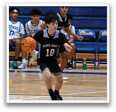 Two basketball players on a court, one holding a ball and the other with a bottle. AI generated content