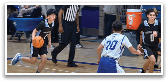 A group of people playing basketball on a court. AI generated content