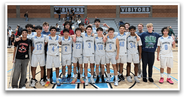 A group of young men pose for a photo on a basketball court. AI generated content