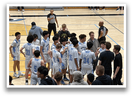 A group of young men are gathered on a basketball court, engaged in a conversation. AI generated content