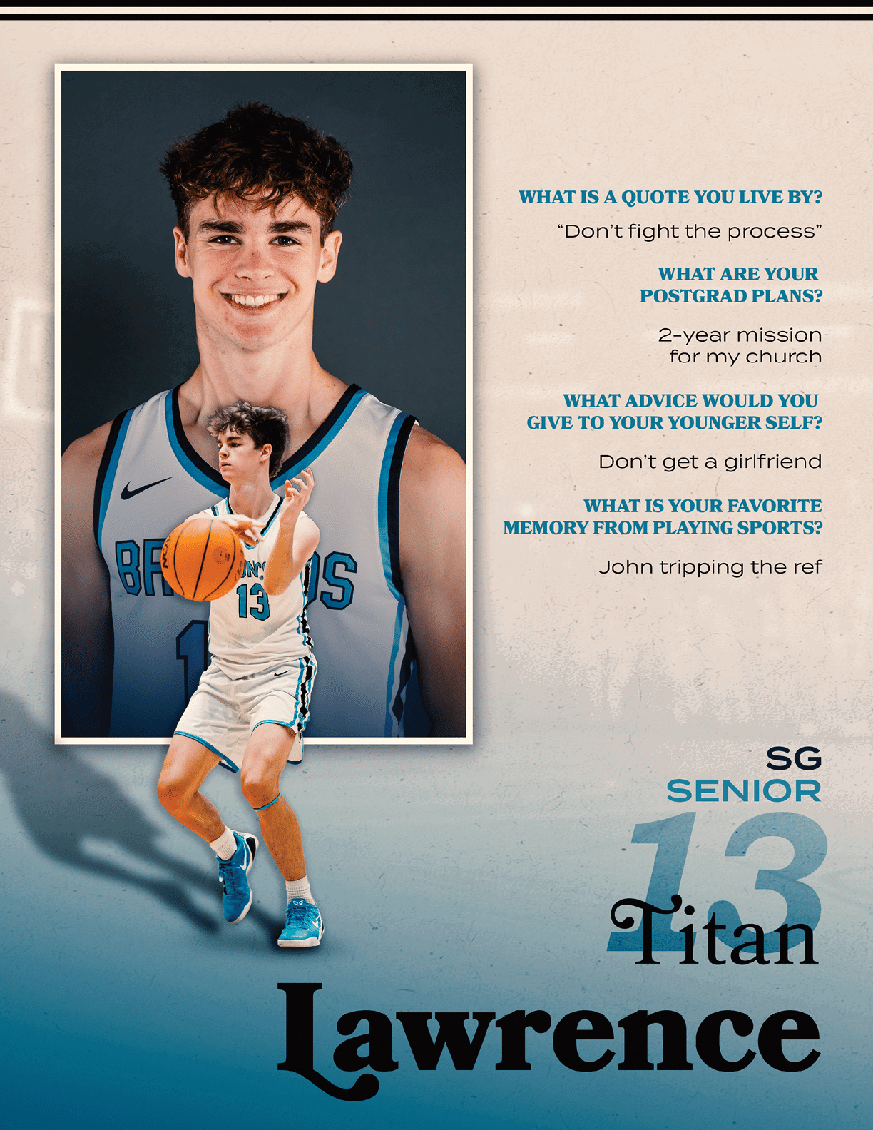 A basketball player wearing a blue and white uniform is holding a basketball. AI generated content