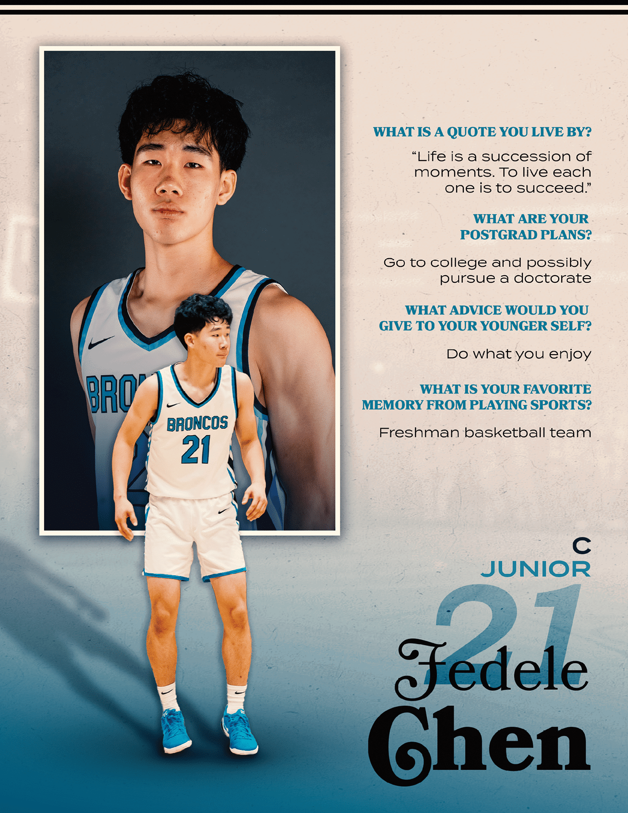 A young man wearing a basketball uniform is standing in front of a poster with a question mark on it. AI generated content